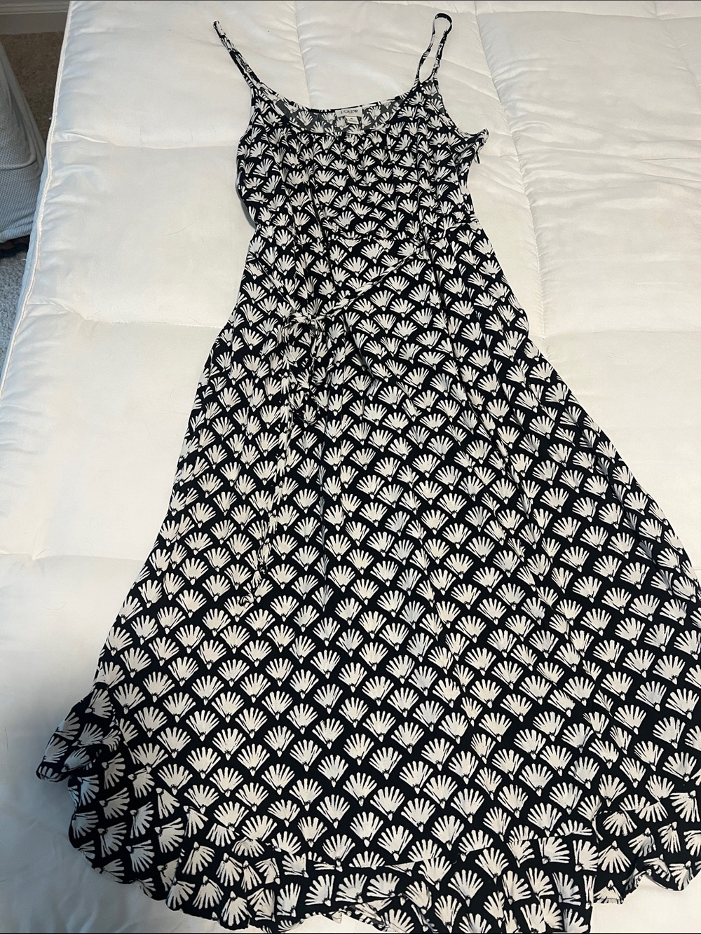 J.Crew Black & White Printed Midi Maxi Dress Pockets Size 8